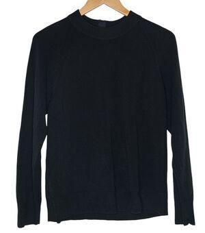 Judy Bond Black Soft Acrylic Mock Neck Long Sleeve Sweater Women's Petite Large